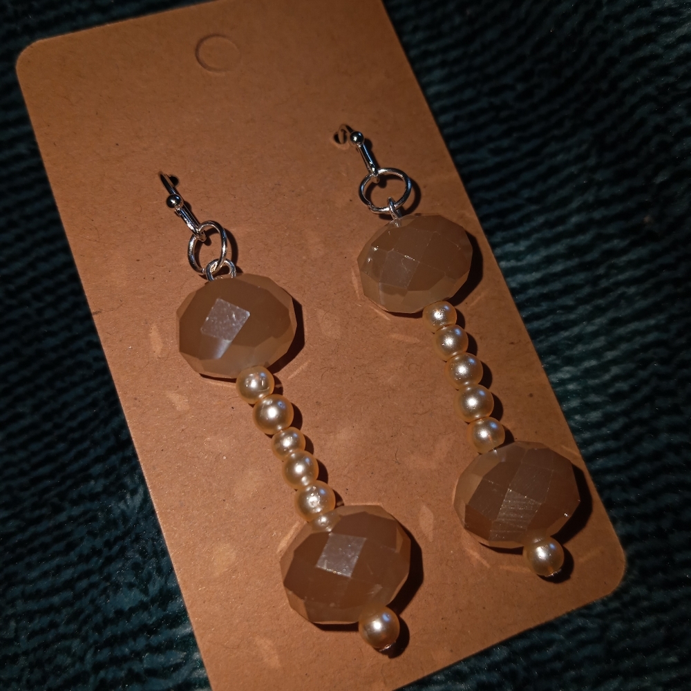 Hand Crafted pearl and crystal iridescent earrings